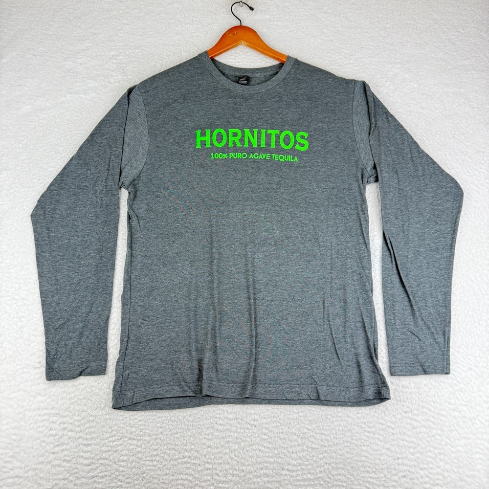 Hornitos Champs Knotty Pine Tiki Bar Tshirt Mens Large Gray Long Sleeve